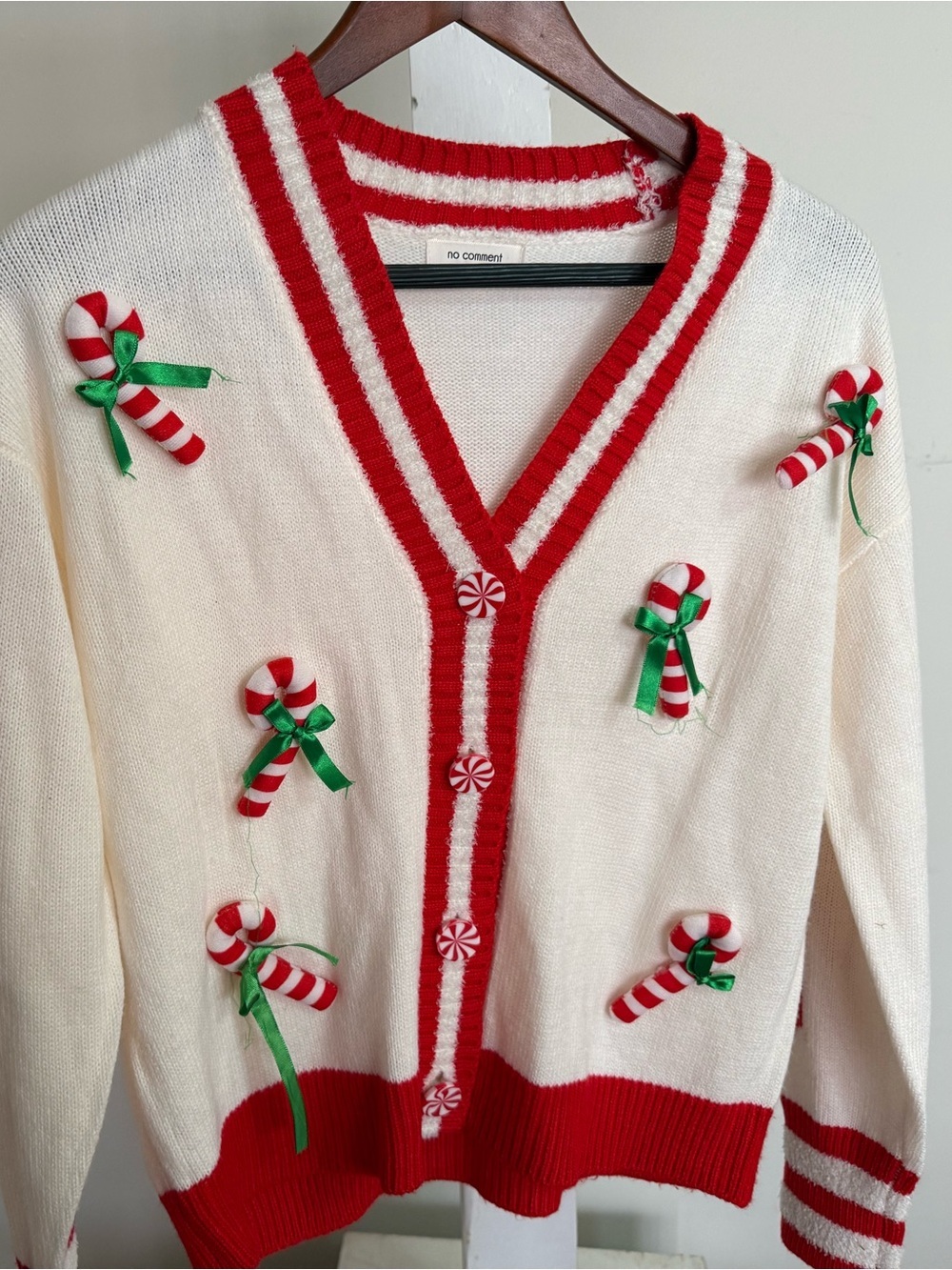 No Comment Candy Cane Cardigan